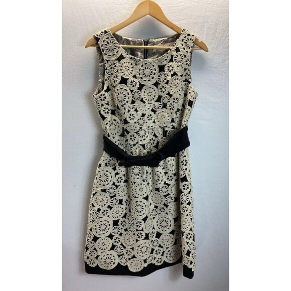 LELA ROSE $990 Embroidered Lace sleeveless Evening Dress Size 8 Black/ Ivory NYE - Picture 1 of 8